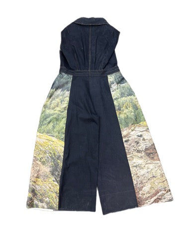 PANELED DENIM JUMPSUIT