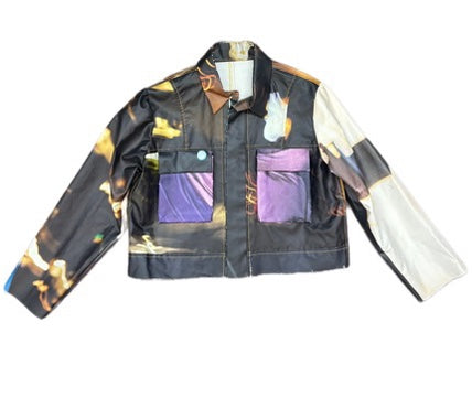 VINYL BANNER CROPPED JACKET