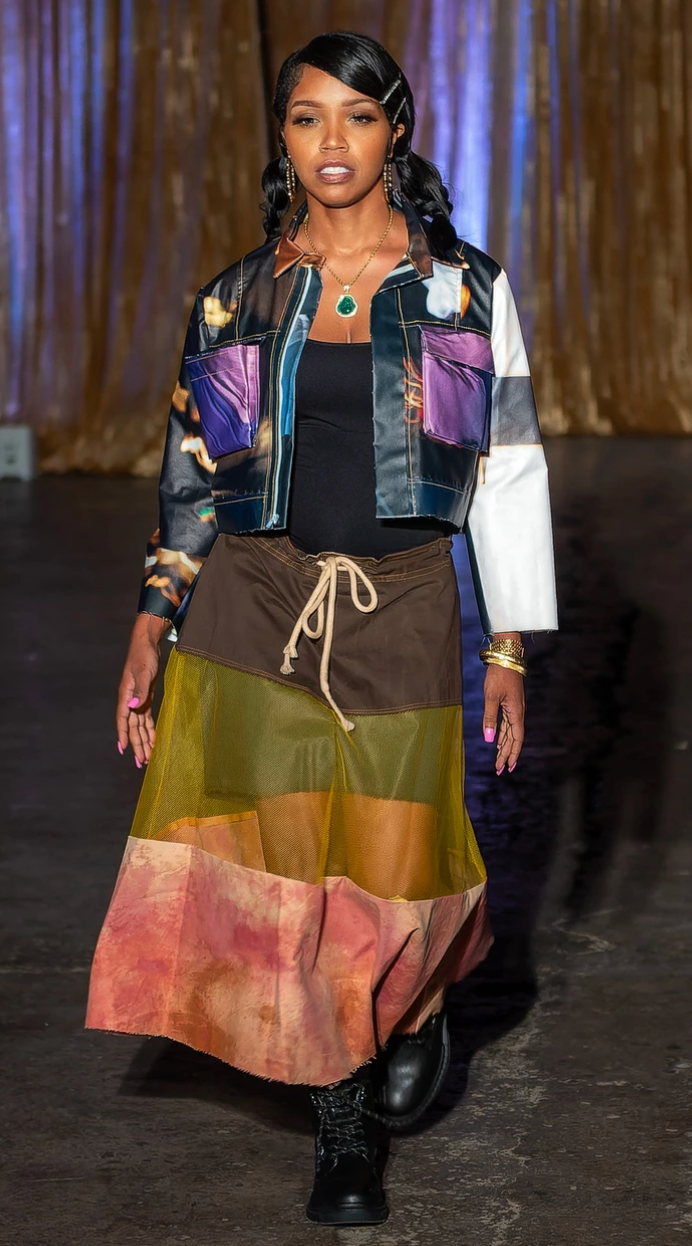 VINYL BANNER CROPPED JACKET