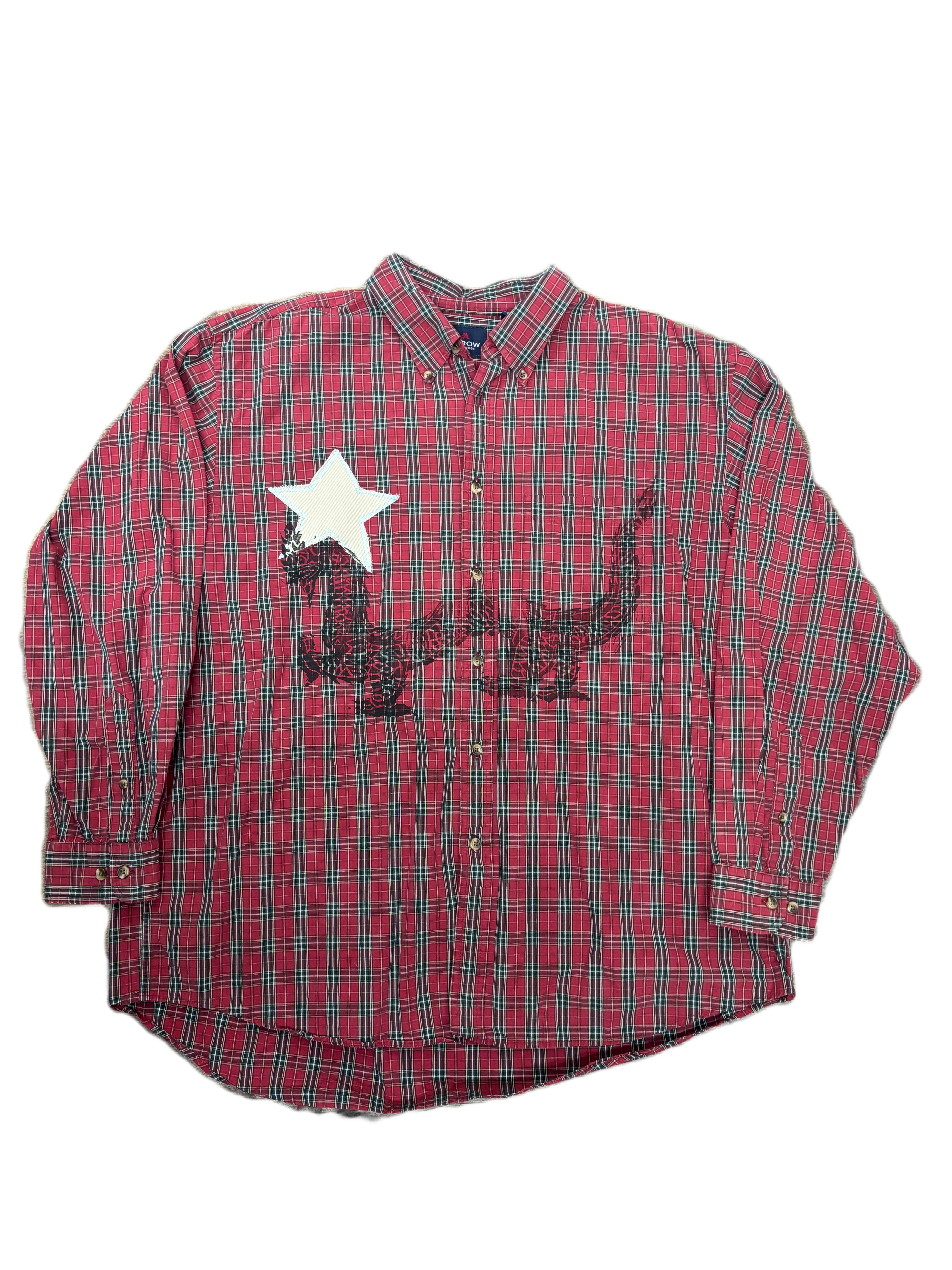 LS PLAID STAR DRAGON SHIRT